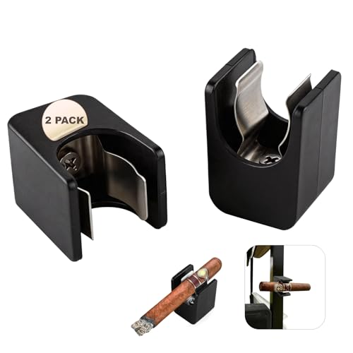 Magnetic Cigar Holder for Golf Cart, 2 Pack Adjustable Clip Fit 30-60 Ring Gauge, Anti-Scratch Stable Accessory for Golfing, Grilling, Fishing, Office, Father’s Day Gift for Cigar & Golf Loving Men