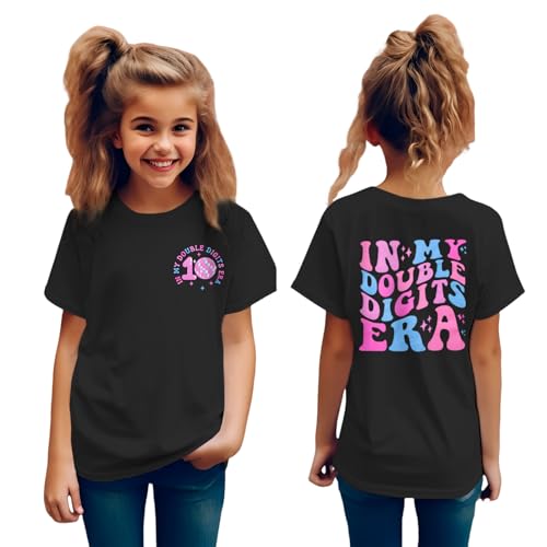 in My Double Digits Era Birthday Girl Shirt 10 Year Old 10th Birthday Girls T-Shirt Girls Ten B-Day Party Tee Tops