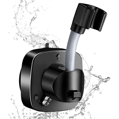 Yqhugbc Duschkopfhalterung ohne Bohren, 360° Drehbar Brausehalter, Shower Head Holder, Neigung Verstellbar mit Saugnapf, 10 kg Tragfähigkeit