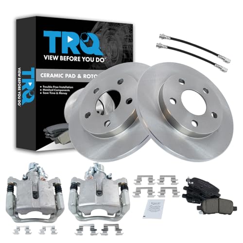 Image of TRQ Rear Brake Pad and Rotor Set Ceramic Calipers Compatible with 2005-2008 Pontiac Grand Prix