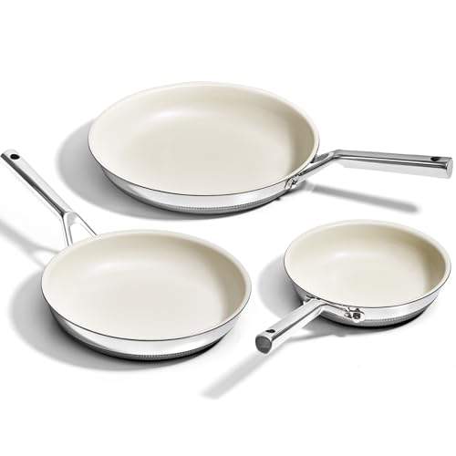 KITEXPERT Non Stick Frying Pans Set - 3 Piece (8
