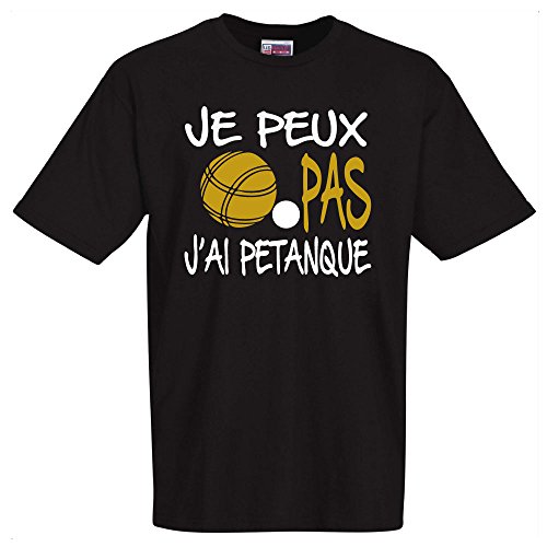Je Peux Pas J'Ai Petanque - T-Shirt Manches Courtes Homme Boulistes -Cadeau fête des pères Humoristique- T-Shirt Manches Courtes Homme pour Les Amateurs de...