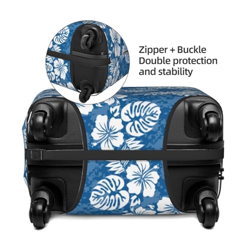 Travel Luggage Cover Protector Suitcase Cover - Hawaiian Style White Blue High Elasticity Suitcase Cover for Luggage3