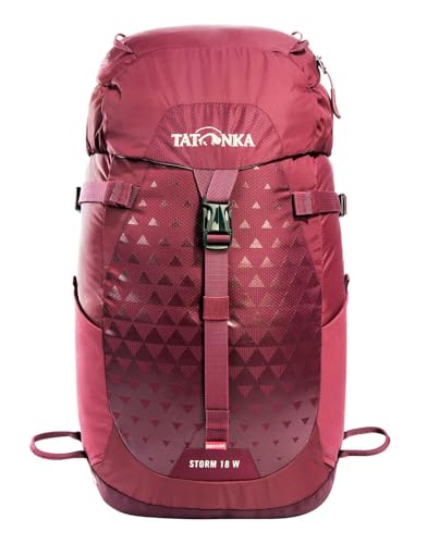 Tatonka Wanderrucksack Storm 18l Women RECCO mit Rückenbelüftung und Regenschutz - Leichter, bequemer Damen-Rucksack zum Wandern mit RECCO-Reflektor - PFC-frei - 18 Liter (bordeaux red)