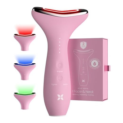 REVO Genie Facial Massager for Face and Neck, LED Beauty Device with Heat and Vibration, Depuffing Sculpting Tool with Red Blue Green Light Modes for Skincare Routine