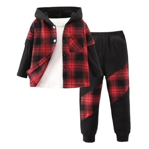 Ensemble deux pièces garçon motif imprimé vêtement automne hiver rouge 3-4 ans