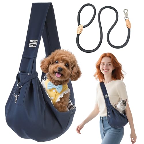 Trasportino per cani e cuccioli, trasportino reversibile per cani, trasportino per animali domestici di piccola taglia e cuccioli, trasportino per animali domestici con guinzaglio, imbracatura per