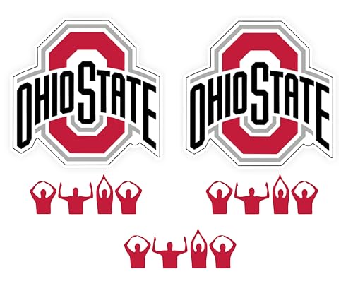 Image of Ohio State Sticker Pack - Featuring Big O Logo and Ohio Hand Sign Silhouette - Pack of 5 Waterproof Vinyl Decals for Cars, Trucks, SUVs, Laptops, Windows, Water Bottles, Coolers, Toolboxes