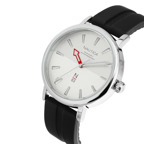 Image of Nautica Round 42mm Silver-Tone Dial Analog Men Watch - NAPMYF310