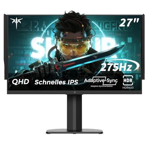 KTC Gaming Monitor 27 Zoll, 275Hz 240Hz QHD Monitor, Fast IPS, 1ms, 2K 2560 x 1440P, Freesync & G-sync, PC Bildschirm, 100% sRGB, HDR400, Blaulicht Reduktion, VESA 100x100, DP1.4/HDMI 2.0, H27E8