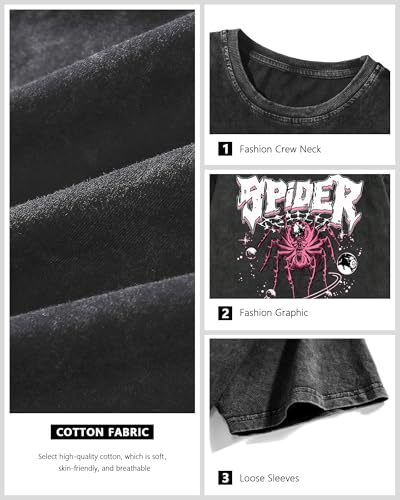 Graphic Tees Streetwear Tshirts Vintage Unisex Cotton Acid Washed Oversized T-Shirts Summer Clothes Tops for Men Women4
