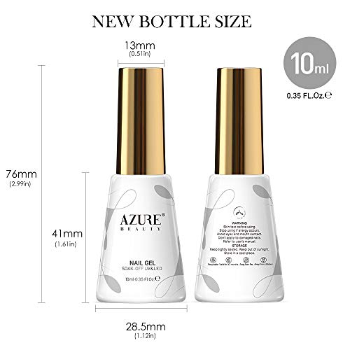 AZUREBEAUTY No Wipe Top Coat and Base Coat Set, 10ml 2 Bottles Soak Off Gel Nail Polish Glossy and Shiny Finish for DIY Nail Beauty at Home Nail Art