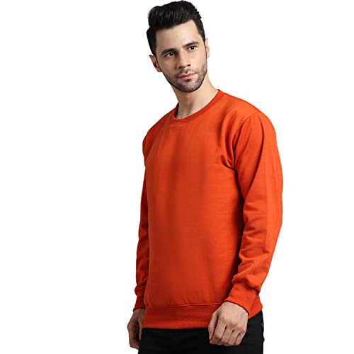 Image of BZR-Men's Fleece Round Neck Regular Sweatshirt (Sw Rrn Black 01-L Black L)(1903)