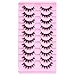 DSLONG 10 Pairs Wet Look Manga Lashes 3D Multi layered Spiky Lashes D Curl Long Eyelashes Strips Fluffy Faux Mink Lashes Extension For Japanese Anime Cosplay Makeup (SA02)
