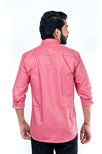 Image of HARPITA Men's Solid Regular Fit Cotton Casual Shirt with Spread Collar & Full Sleeves