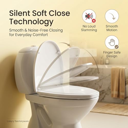 Image of Elegant Casa Polypropylene Soft Close Toilet Seat Cover | Western Commode Lid for Bathroom & Toilet | Stable Hinges | Cascade Shape | Glossy White | Durable Hygienic Seat | Easy Installation | 1 Set