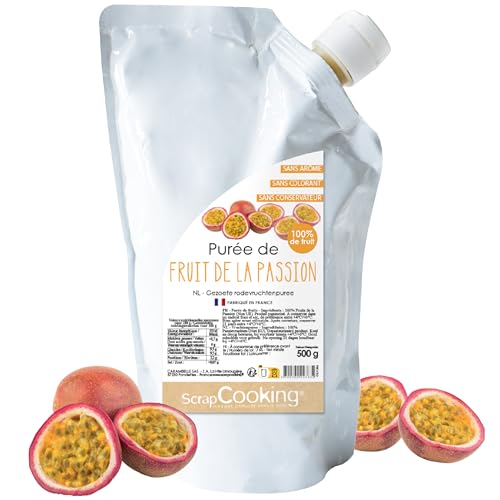 ScrapCooking - Purée de Fruit de la Passion 500 g - Purée de Fruits pour Pâtisserie - Macarons, Mousses, Gelées, Gâteaux, Ganaches, Nappages, Coulis, Glaces,...