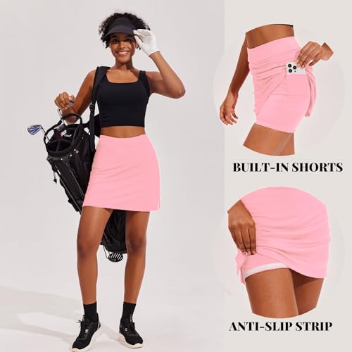 Image of Ekouaer Women's Athletic Skorts Lightweight Golf Skirts Inner Shorts Pocket Tennis Running Workout Sports Skorts