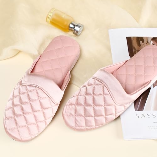 LMOY Elegant Satin Women's Slippers Indoor, Soft Cotton, Intricate Stitching, Lightweight Design, And Non-slip2