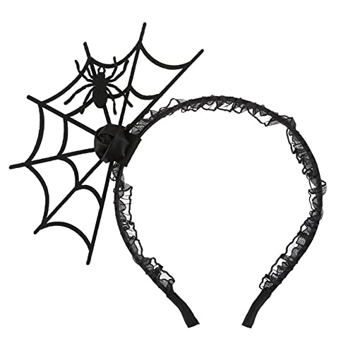 JIALWEN Halloween Spider Web Hair Hoop Cosplay Masquerade Spider Headband Costume Accessory (Black)