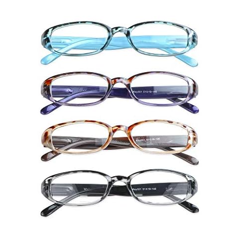VisionGlobal 4 Pairs Reading Glasses with Spring Hinge, Blue Light Blocking Glasses for Women/Men (4 Color,+1.50 Magnification) Cover