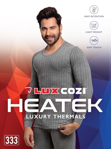 Image of Lux Cozi HEATEK Men's Round Neck Full Sleeve Skin Friendly Winter Wear Thermal Top and Bottom Set | Thermal Set for Men | Style 333