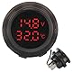 Aramox Dual Display Temperatur Voltmeter Klare Stabile Anzeige Wasserdicht Auto Thermometer Detektor Auto Voltmeter Multimeter Auto Motorrad Temperatur-Voltmeter mit Doppelanzeige