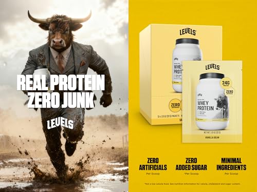 Image of Levels Grass Fed Whey Protein Powder, No Artificials, 24G of Protein, Vanilla Bean, 12 Count