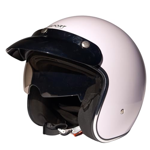 Casco Jet con visera, para ciclomotor, homologado ECE – Blanco, XS