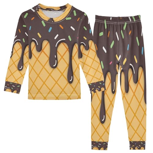 ALAZA Chocolate Ice Cream Stylish 2 Piece Pajama Set Long Sleeve Top and Pants Sleepwear Unisex