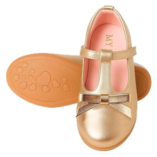 Sapatilha Infantil Mary Jane com Laço, Metalizada, Sola Antiderrapante, Disponível em Prata, DouradoPreto Vermelho e Branco (Dourado, BR, Adulto, Numérico, 35)