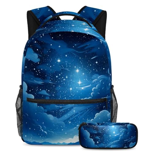 Ensemble de 2 sacs d'école pour enfants sac à dos ciel étoilé fille garçon grand format