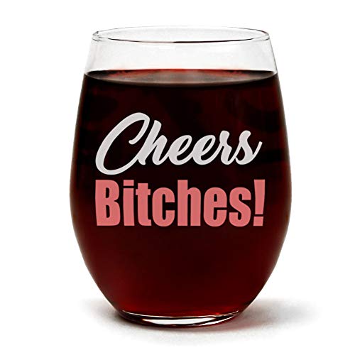 Promo Discount Up To 70% Off "Cheers" Funny Cute Wine Glass,Stemless 15oz, Box, Happy Birthday for Women or men, Unique Idea for Her, Mom, Wife, Girlfriend, Sister, Grandmother, Aunt, Friend, BFF, Coworker