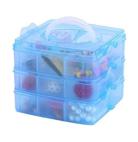 Clazkit Jewellery Organisers Plastic 3 layer 18 Grid Square Portable Storage Detachable Box Organizer Case for Jewellery sewing button earrings Hair (BLUE) (B0CXJ5HXXF) Amazon Price History, Amazon Price Tracker