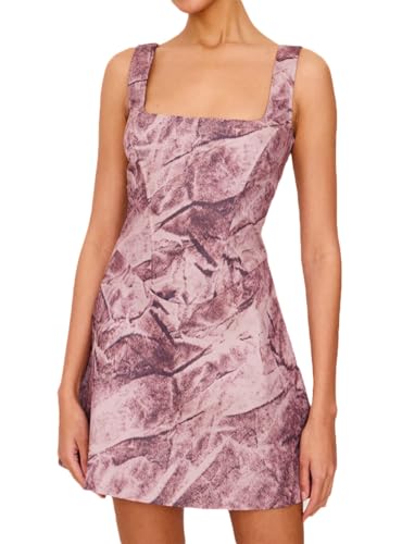 Image of Women's Floral Jacquard Dresses Adjustable Strap Sundress A-Line Tank Mini Dress