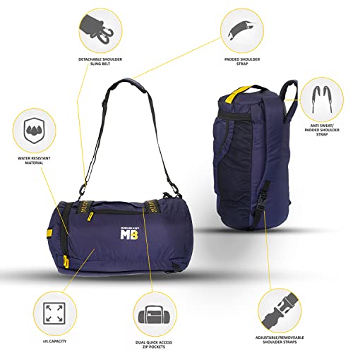 Image of MuscleBlaze Hybrid Gym Bag Cum Standard Backpack , Duffle Bag For Men And Women, Blue, 40 L