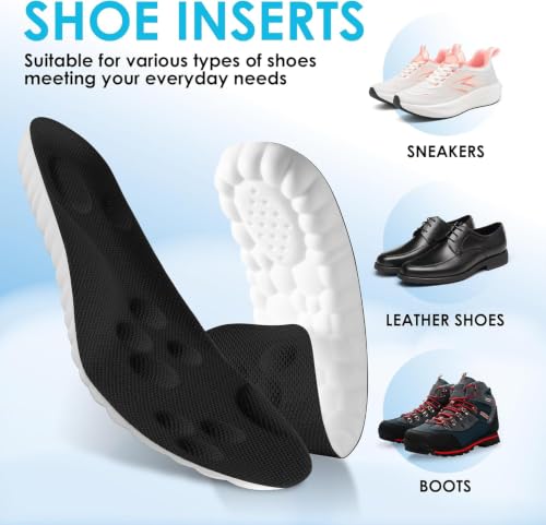 Image of 2 Pair 4D Cloud Steppers Insoles for Men and Women - Shock Absorption Inserts, Soft Anti-Fatigue, Relieve Foot Pain, Memory Foam Insoles for Shoes, Boots & Sneakers(Black & Green)
