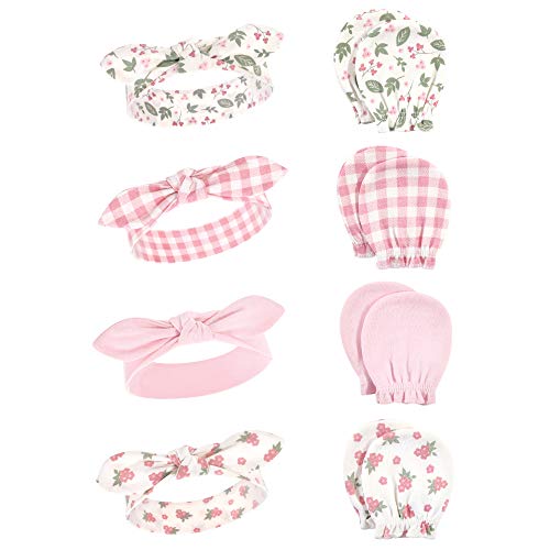 Image of Hudson Baby Baby Girls' Cotton Headband and Scratch Mitten Set