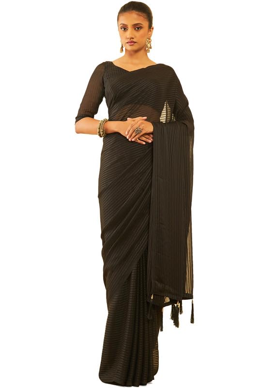 Sari en mousseline de soie à pompons pour vos mariages et soirées