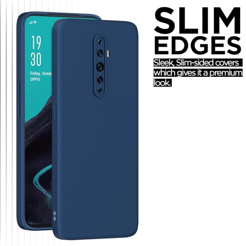 Image of Outlouders Back Cover for Oppo Reno 2f / 2Z | Camera Protection | Durable Soft Matte Silicone Bumper Case (Blue)