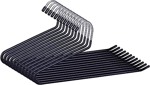 HLC Set de Perchas Antideslizantes 12 Unidades para Pantalones y Jeans 35 cm,Color Negro