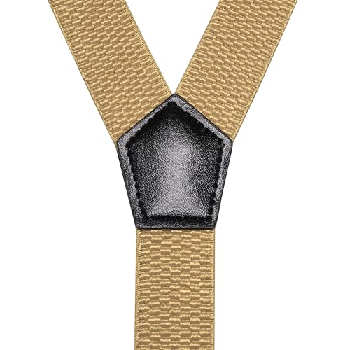 Image of RBOCOTT Mens Solid Color Suspender with 3 Cilps Adjustable Braces