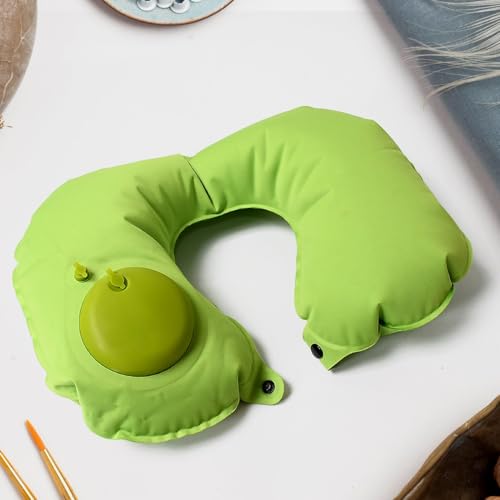 Image of Inflatable U-Shape Travel Pillow - Foldable Air Cushion Neck Support (1 Pc, Mix Color)