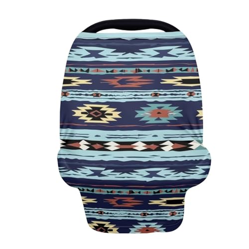 Image of Youngerbaby Western Aztec Nursing Cover Carseat Canopy Car Seat Covers for Babies Mom Breastfeeding Scarf Infant Multi Use Cover for Baby Stroller Shopping Cart Feeding High Chair