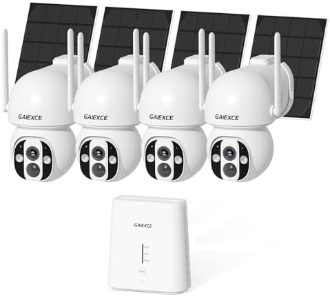 Solar Camera Outdoor Wireless, 4 Cam Kit, No Subscription, Wireless Security Camera System, Expandable to 10CH, 360° Pan & Tilt Cameras, 4MP Color Night Vision, Two-Way Audio, 2.4G & 5GHz WiFi