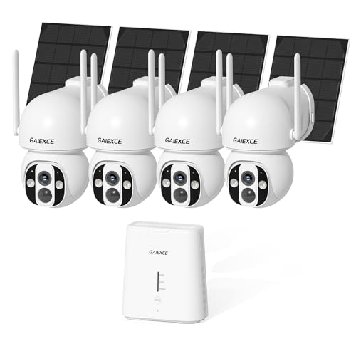Image of Solar Camera Outdoor Wireless, No Subscription, Expandable to 10CH, 4 Cam Kit Home Security Camera System, 4MP Color Night Vision, 360 Pan&Tilt, PIR /AI Detection, Works Offline & 2.4G /5G WiFi