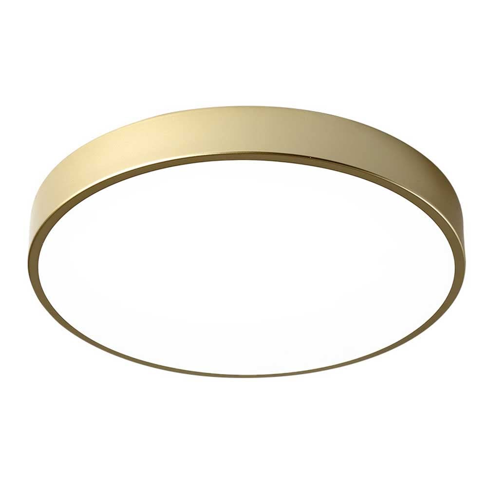Plafonnier LED rond doré pour salon et chambre avec éclairage modulable chaud
