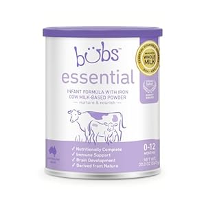 Bubs Essential Infant Formula, with Iron, Cow Milk-Based Powder, for Infants 0-12 Months, Made with Non-GMO Milk, 20 oz