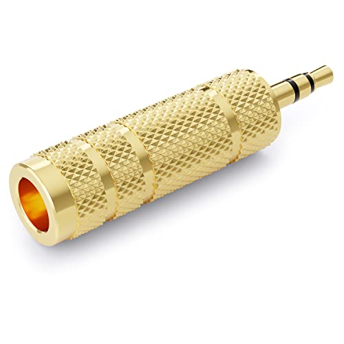 deleyCON Klinke Adapter [1 Stück] 3,5mm auf 6,35mm - Stereo Audio Kupplung - für Handy Smartphone Tablet PC Notebook Computer HiFi Receiver Verstärker Heimkino TRS