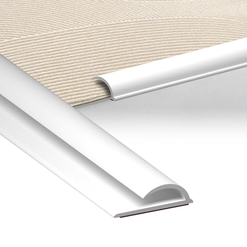 LIHIQIYA Perfil de Transicion para Suelo, 1 Metro Blanco PVC Tapajuntas Adhesivo, Tapajuntas Suelo Adhesivo para Bordes de Suelo Proteccion y Transicion, Barra de Transición de Alfombra a Suelo